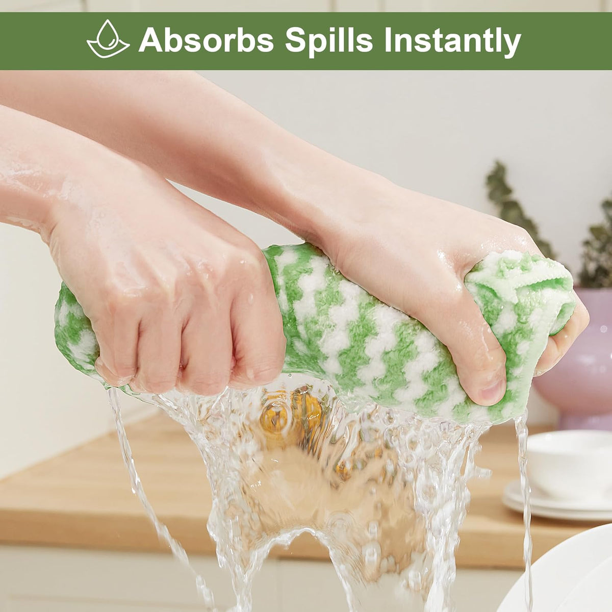 18 Pack Microfiber Cleaning Cloth, Kitchen Towels for Dish Drying Washing, Absorbent Streak Free Lint Free Rags for Cleaning, Reusable and Washable Towels - 10" x 10"