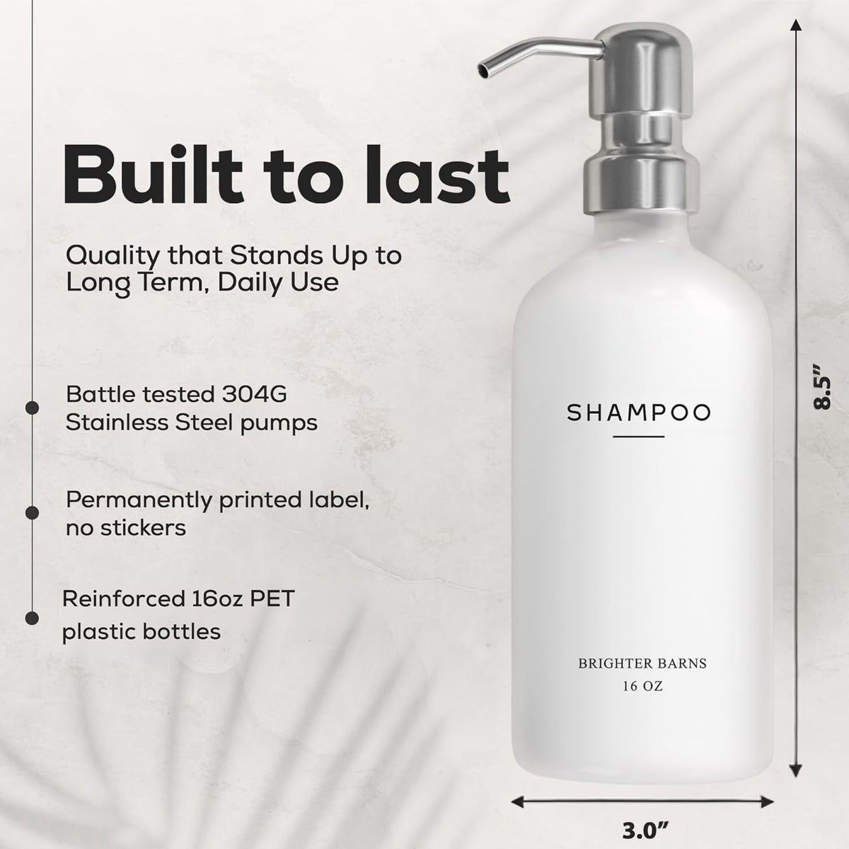 Clear Shampoo and Conditioner Dispenser Set - Refillable Plastic Shower Dispenser Set - Minimalist Shampoo Bottles & Stainless Steel Pump for Neutral Bathroom, Hotel (Clear/Silver)