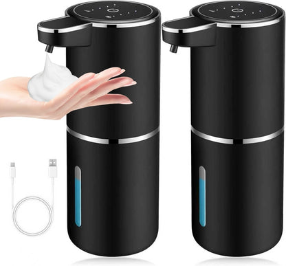 2 Pack Automatic Soap Dispensers,12.8oz/380ml USB Touchless Automatic Foaming Soap Dispenser,Rechargeabled Wall Mounted Smart Soap Dispenser for Bathroom Kitchen Dish Soap