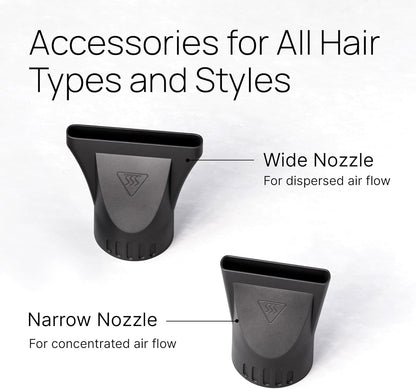 Professional Hair Dryer with 2 Concentrator Nozzles, 2000W, Black