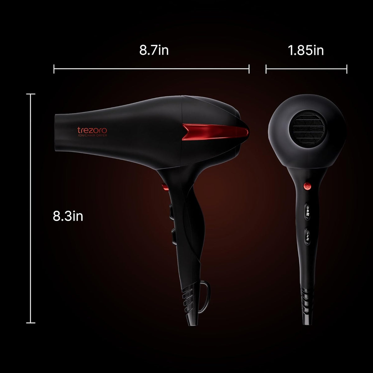 Professional Hair Dryer with 2 Concentrator Nozzles, 2000W, Black
