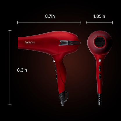 Professional Hair Dryer with 2 Concentrator Nozzles, 2000W, Black