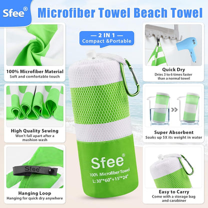 2 Pack Microfiber Travel Towel, Quick Dry Camping Towel Super Absorbent Compact Lightweight Sports Gym Towels Set for Gym, Hiking, Pool, Backpacking, Bath, Yoga