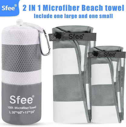 2 Pack Microfiber Travel Towel, Quick Dry Camping Towel Super Absorbent Compact Lightweight Sports Gym Towels Set for Gym, Hiking, Pool, Backpacking, Bath, Yoga