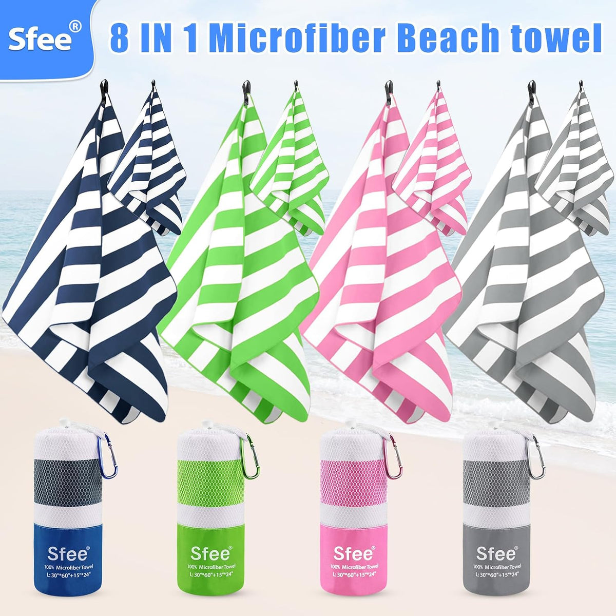 2 Pack Microfiber Travel Towel, Quick Dry Camping Towel Super Absorbent Compact Lightweight Sports Gym Towels Set for Gym, Hiking, Pool, Backpacking, Bath, Yoga