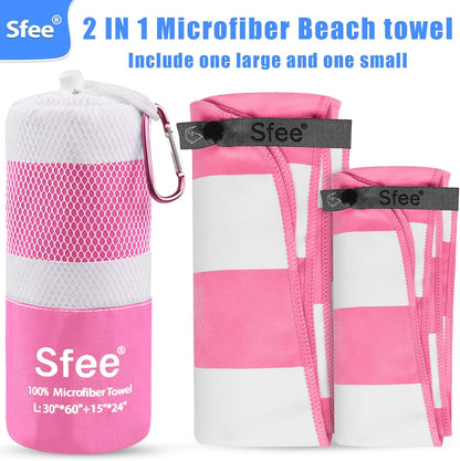 2 Pack Microfiber Travel Towel, Quick Dry Camping Towel Super Absorbent Compact Lightweight Sports Gym Towels Set for Gym, Hiking, Pool, Backpacking, Bath, Yoga
