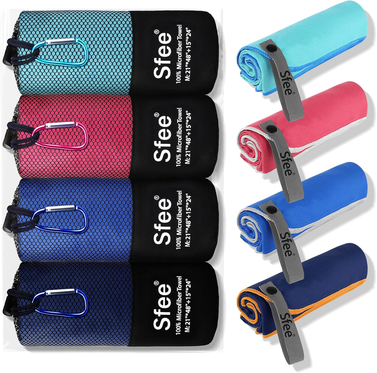 2 Pack Microfiber Travel Towel, Quick Dry Camping Towel Super Absorbent Compact Lightweight Sports Gym Towels Set for Gym, Hiking, Pool, Backpacking, Bath, Yoga