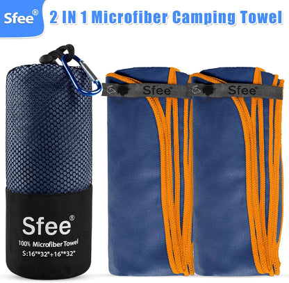 2 Pack Microfiber Travel Towel, Quick Dry Camping Towel Super Absorbent Compact Lightweight Sports Gym Towels Set for Gym, Hiking, Pool, Backpacking, Bath, Yoga