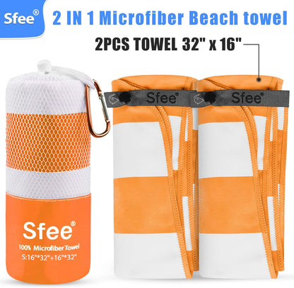 2 Pack Microfiber Travel Towel, Quick Dry Camping Towel Super Absorbent Compact Lightweight Sports Gym Towels Set for Gym, Hiking, Pool, Backpacking, Bath, Yoga