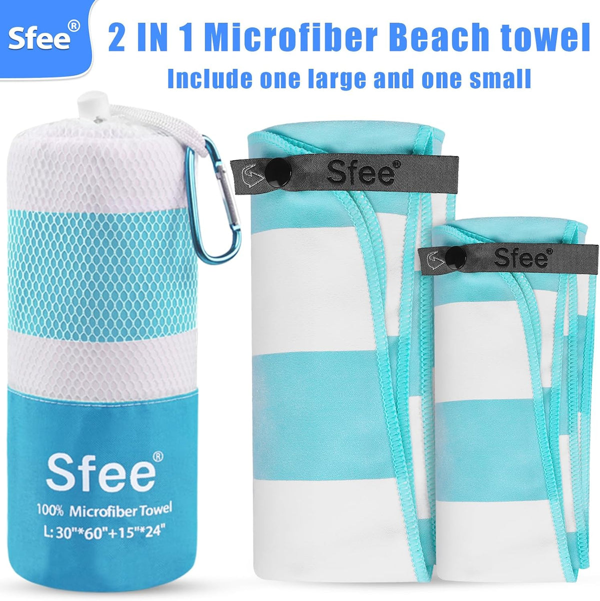 2 Pack Microfiber Travel Towel, Quick Dry Camping Towel Super Absorbent Compact Lightweight Sports Gym Towels Set for Gym, Hiking, Pool, Backpacking, Bath, Yoga