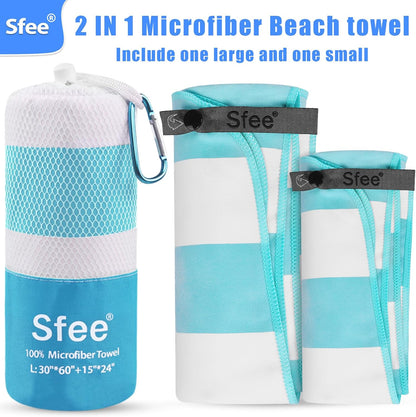 2 Pack Microfiber Travel Towel, Quick Dry Camping Towel Super Absorbent Compact Lightweight Sports Gym Towels Set for Gym, Hiking, Pool, Backpacking, Bath, Yoga