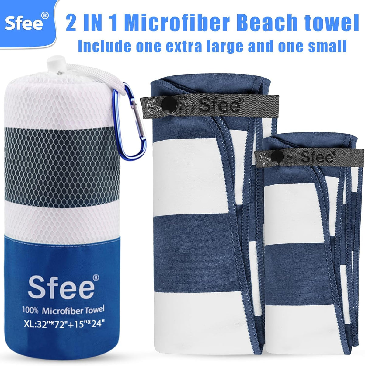 2 Pack Microfiber Travel Towel, Quick Dry Camping Towel Super Absorbent Compact Lightweight Sports Gym Towels Set for Gym, Hiking, Pool, Backpacking, Bath, Yoga