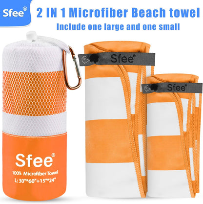 2 Pack Microfiber Travel Towel, Quick Dry Camping Towel Super Absorbent Compact Lightweight Sports Gym Towels Set for Gym, Hiking, Pool, Backpacking, Bath, Yoga