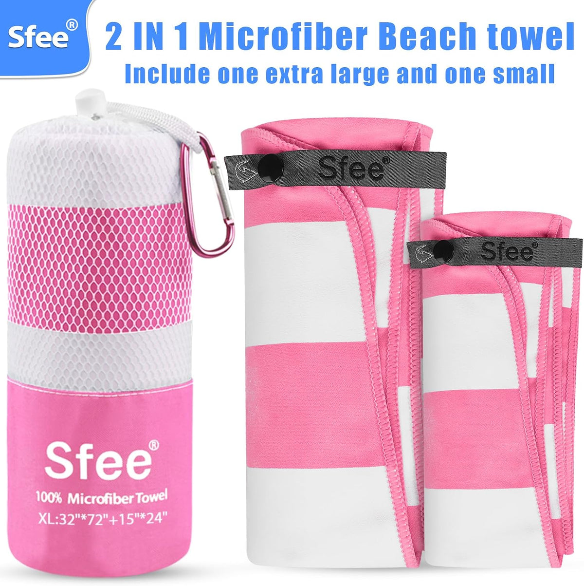 2 Pack Microfiber Travel Towel, Quick Dry Camping Towel Super Absorbent Compact Lightweight Sports Gym Towels Set for Gym, Hiking, Pool, Backpacking, Bath, Yoga
