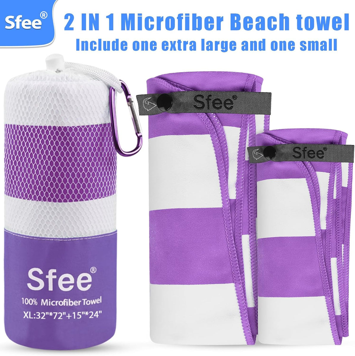 2 Pack Microfiber Travel Towel, Quick Dry Camping Towel Super Absorbent Compact Lightweight Sports Gym Towels Set for Gym, Hiking, Pool, Backpacking, Bath, Yoga
