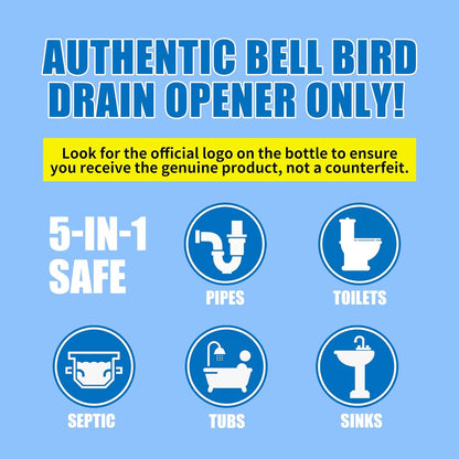 BELL BIRD Crystal Lye Drain Opener, Lye Sodium Hydroxide, Unclogs Bathroom Kitchen Sinks, Shower Pipes & Toilets, Sink Drain Cleaner, Clog Remover for Clogged Drains Bathtub Pipes (1PCS)