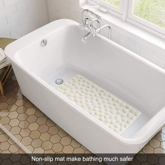 Non-Slip Bathtub Mat Soft Rubber Bathroom Bathmat with Strong Suction Cups (Grey)