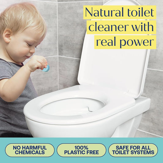 Toilet Bowl Cleaning Tablets, Lemon & Eucalyptus Scent, 20 Count | Drop-in tablets dissolve to lift rust and hard-water stains, keeping the bowl fresh and septic systems safe