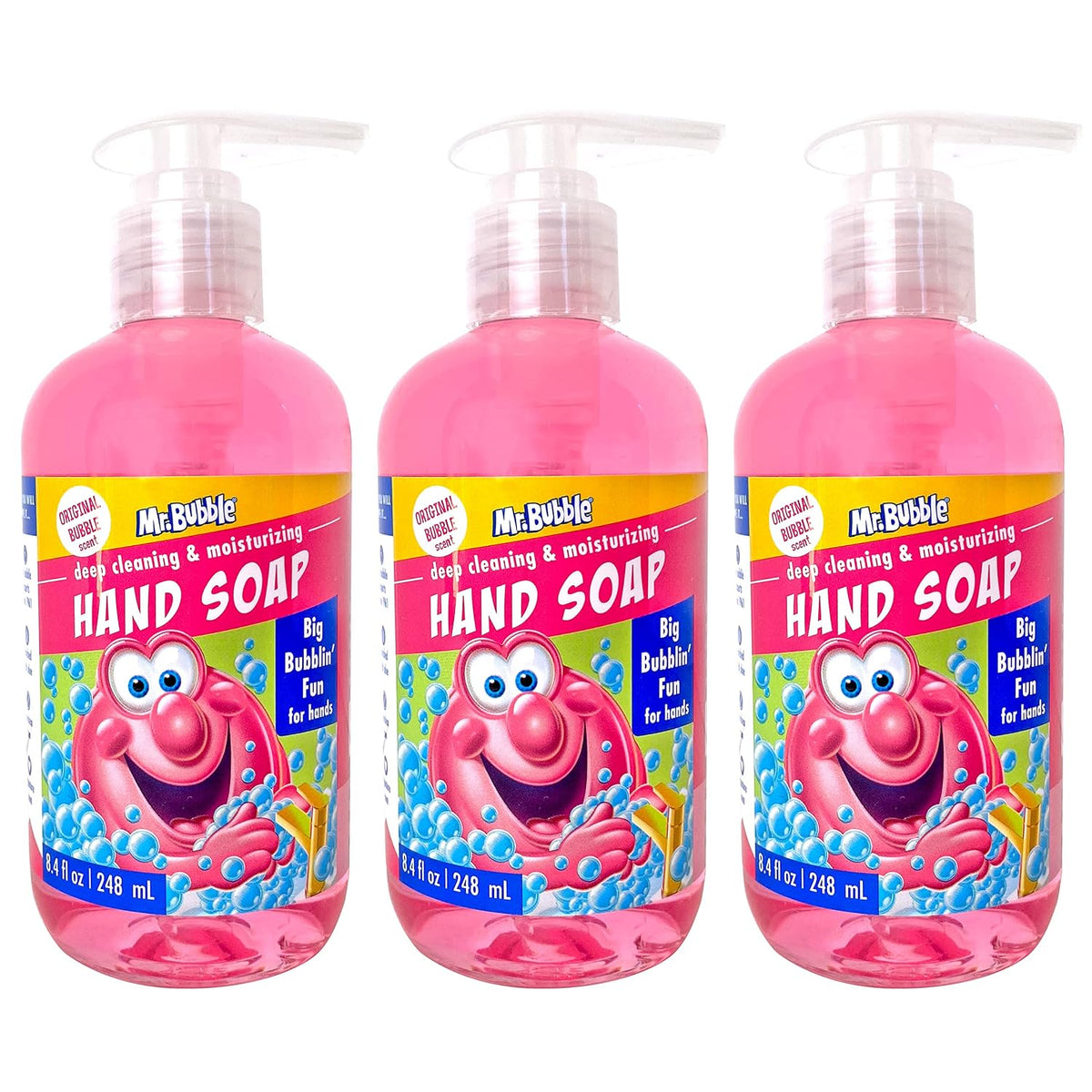 Kids Moisturizing Hand Soap, Gentle Sensitive Skin Formula Enriched with Nourishing Aloe Vera - Original Bubble Scent (Pack of 3 Bottles, 8.4 Fl Oz Each)
