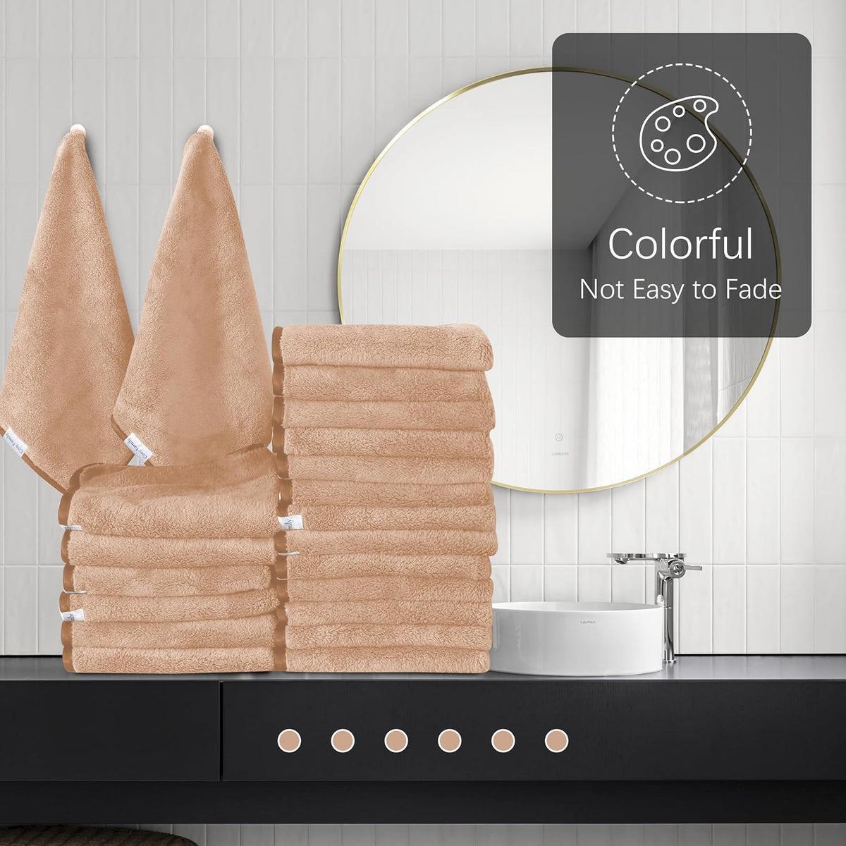 Ultra Soft Microfiber Absorbent Hand Towel, Silk Hemming Towels for Bathroom - Quick Drying - Perfect for Bath, Fitness, Gym, Shower, Hotel, and Spa - 16x28 Inch, Warm Color