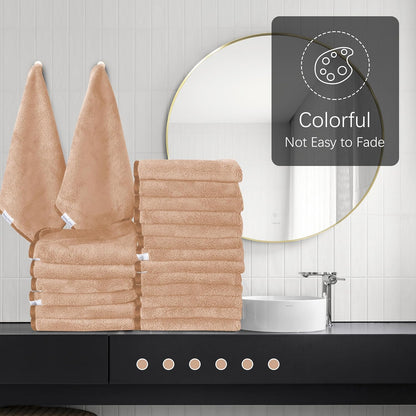 Ultra Soft Microfiber Absorbent Hand Towel, Silk Hemming Towels for Bathroom - Quick Drying - Perfect for Bath, Fitness, Gym, Shower, Hotel, and Spa - 16x28 Inch, Warm Color