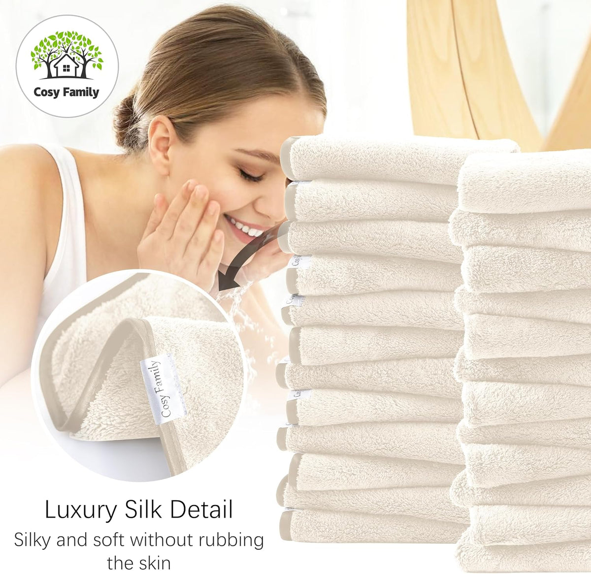 Ultra Soft Microfiber Absorbent Hand Towel, Silk Hemming Towels for Bathroom - Quick Drying - Perfect for Bath, Fitness, Gym, Shower, Hotel, and Spa - 16x28 Inch, Warm Color