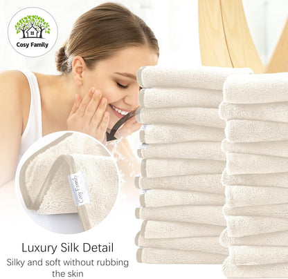 Ultra Soft Microfiber Absorbent Hand Towel, Silk Hemming Towels for Bathroom - Quick Drying - Perfect for Bath, Fitness, Gym, Shower, Hotel, and Spa - 16x28 Inch, Warm Color