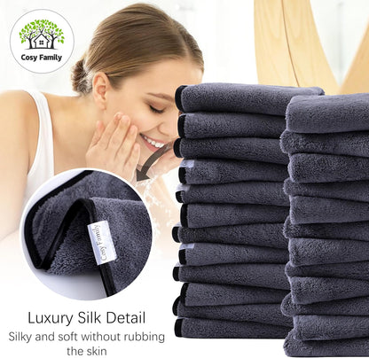 Ultra Soft Microfiber Absorbent Hand Towel, Silk Hemming Towels for Bathroom - Quick Drying - Perfect for Bath, Fitness, Gym, Shower, Hotel, and Spa - 16x28 Inch, Warm Color