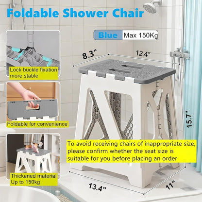 Foldables Shower Chair Seats for Inside Shower Stool Bench Folding Stools Adults Elderly and Disabled Tub Benches Bathroom (Blue Seat Size Foldable ShowerChair 15.7x8.3x12.5)