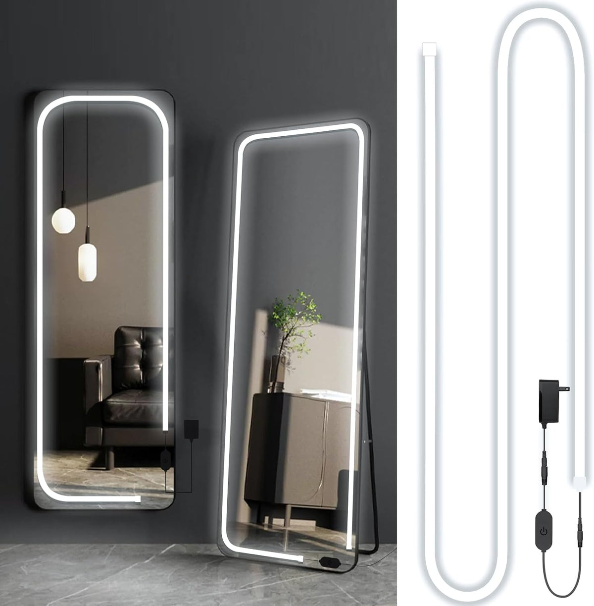 LED Vanity Mirror Lights, Hollywood Style Makeup Lighting, 10FT/6000K/Dimmable/12V Adapter/Self-Adhesive Strip Lights for Mirror, Lighting for Makeup Vanity Table & Bathroom Mirror