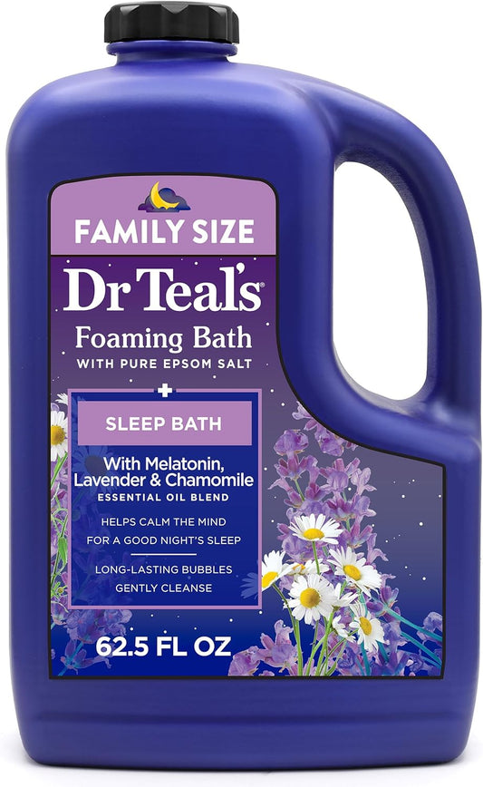 Foaming Bath with Pure Epsom Salt, Sleep Blend with Melatonin, Lavender & Chamomile Essential Oils, 62.5 fl oz