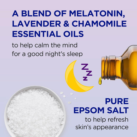 Foaming Bath with Pure Epsom Salt, Sleep Blend with Melatonin, Lavender & Chamomile Essential Oils, 62.5 fl oz