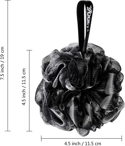 Yoget Bath Loofah Sponge, 4 Pack Black 60G Bath Sponges Body Scrubbers | Loofa for Rich Lathr Foam, Quick-Dry, All Skin Body Wash Luffa For Men Women, Black Loofah With White Trim