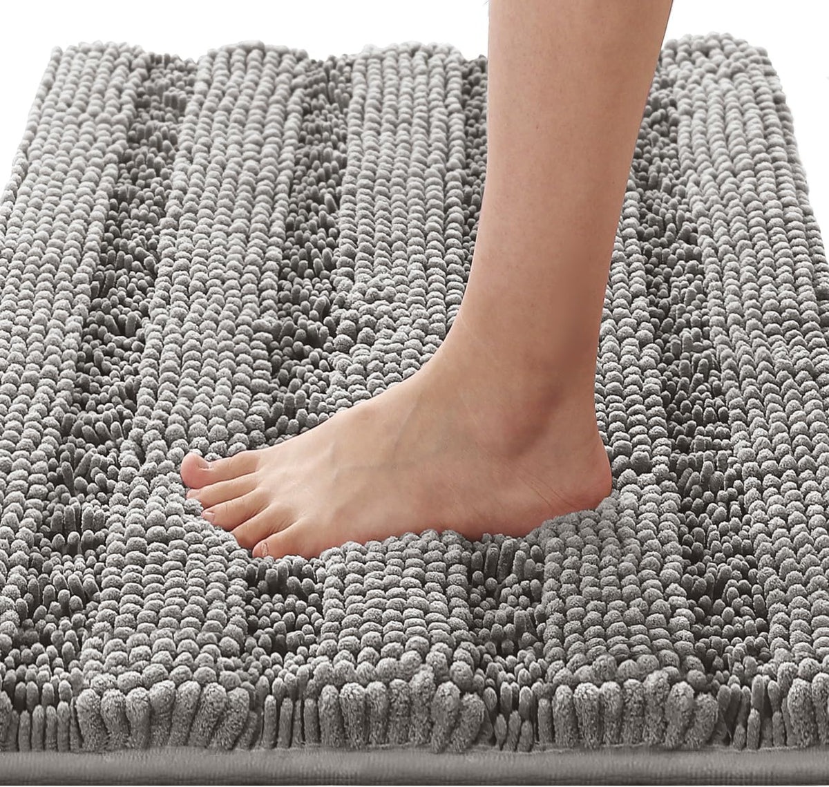 Sage Bathroom Rugs, Bath Mat Set of 2 Extra Thick Chenille Striped Pattern Shaggy Bath Rugs for Bath Room, Non Skid Bath Mats for Bathroom Floor (32 x 20 Plus 24 x 17 - Inches) - Colors A