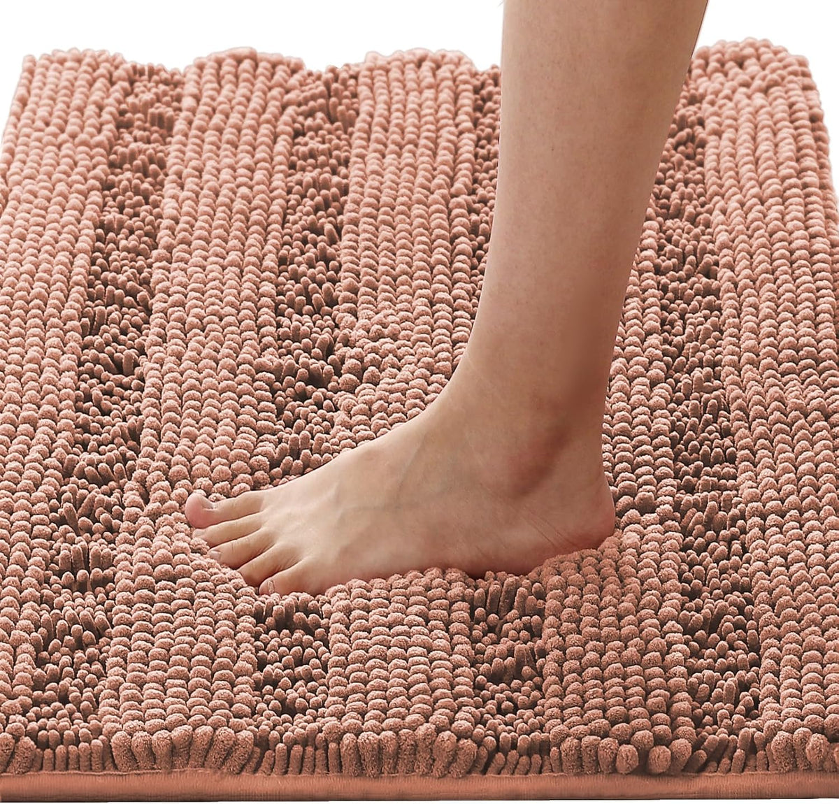 Sage Bathroom Rugs, Bath Mat Set of 2 Extra Thick Chenille Striped Pattern Shaggy Bath Rugs for Bath Room, Non Skid Bath Mats for Bathroom Floor (32 x 20 Plus 24 x 17 - Inches) - Colors A