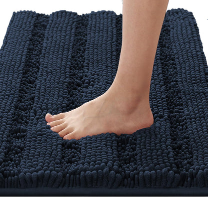 Sage Bathroom Rugs, Bath Mat Set of 2 Extra Thick Chenille Striped Pattern Shaggy Bath Rugs for Bath Room, Non Skid Bath Mats for Bathroom Floor (32 x 20 Plus 24 x 17 - Inches) - Colors A