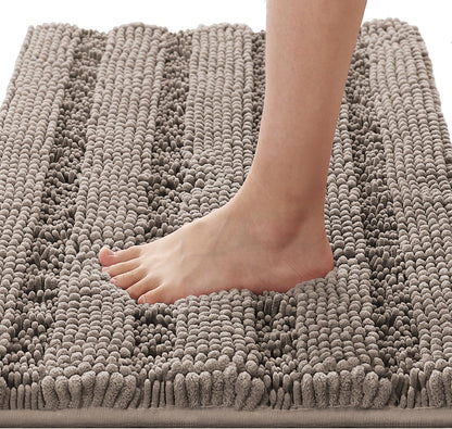Sage Bathroom Rugs, Bath Mat Set of 2 Extra Thick Chenille Striped Pattern Shaggy Bath Rugs for Bath Room, Non Skid Bath Mats for Bathroom Floor (32 x 20 Plus 24 x 17 - Inches) - Colors A