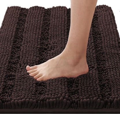 Sage Bathroom Rugs, Bath Mat Set of 2 Extra Thick Chenille Striped Pattern Shaggy Bath Rugs for Bath Room, Non Skid Bath Mats for Bathroom Floor (32 x 20 Plus 24 x 17 - Inches) - Colors A