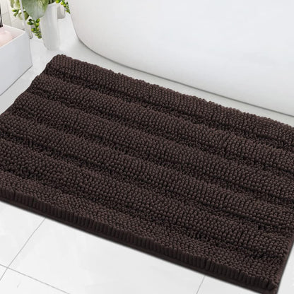 Sage Bathroom Rugs, Bath Mat Set of 2 Extra Thick Chenille Striped Pattern Shaggy Bath Rugs for Bath Room, Non Skid Bath Mats for Bathroom Floor (32 x 20 Plus 24 x 17 - Inches) - Colors A