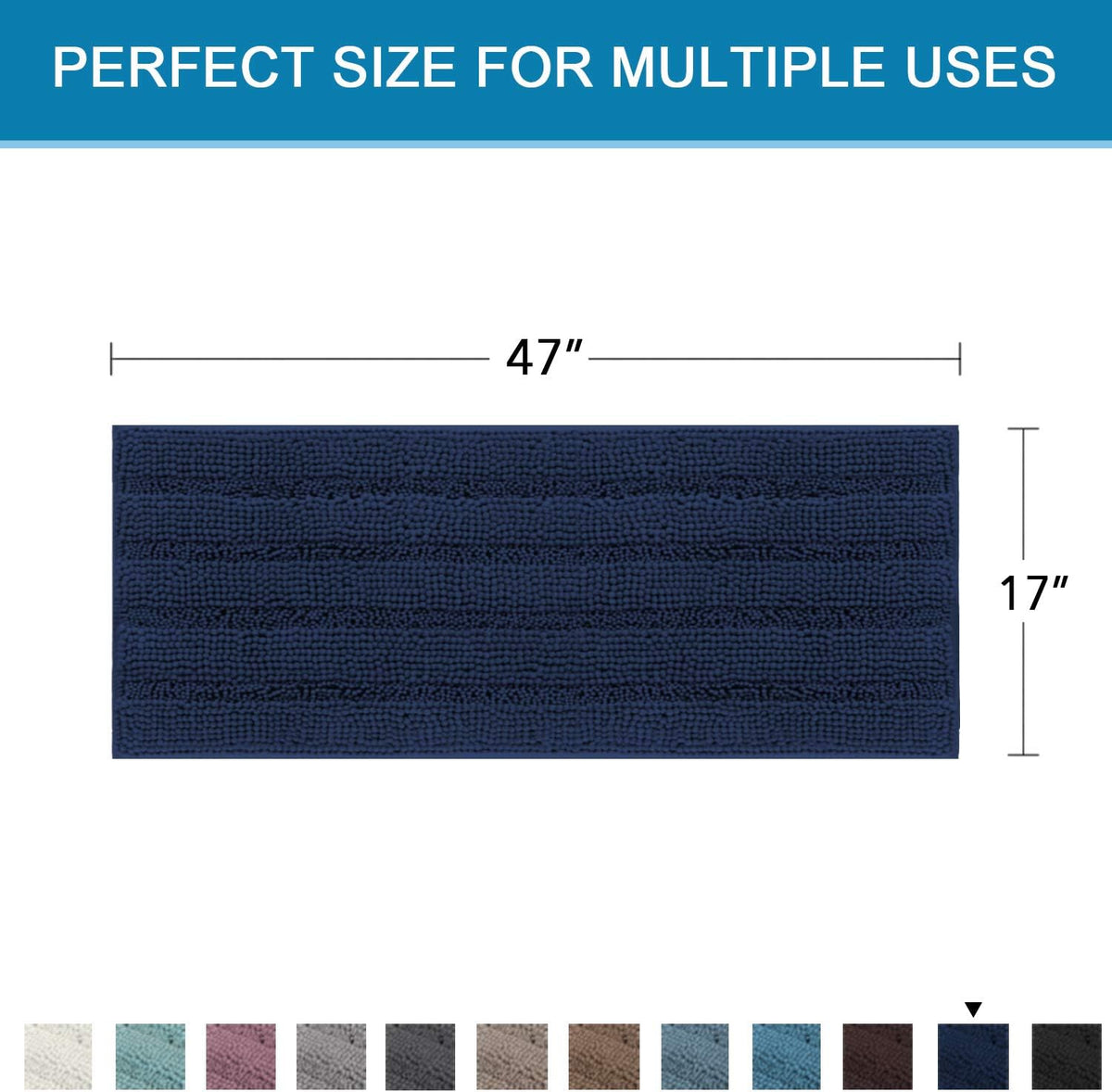 Sage Bathroom Rugs, Bath Mat Set of 2 Extra Thick Chenille Striped Pattern Shaggy Bath Rugs for Bath Room, Non Skid Bath Mats for Bathroom Floor (32 x 20 Plus 24 x 17 - Inches) - Colors A