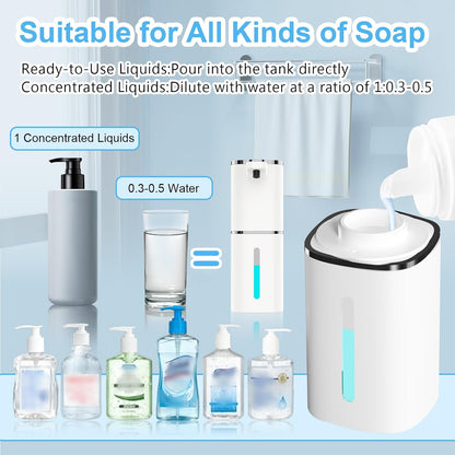 Automatic Liquid Soap Dispenser Touchless, USB Rechargeable Smart Hand Soap Dispenser, 9-Level Adjustable, Physical Button Operation, 13.5oz/400mL Wall Mounted for Bathroom Kitchen Dish Soap