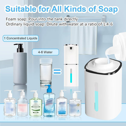 Automatic Liquid Soap Dispenser Touchless, USB Rechargeable Smart Hand Soap Dispenser, 9-Level Adjustable, Physical Button Operation, 13.5oz/400mL Wall Mounted for Bathroom Kitchen Dish Soap