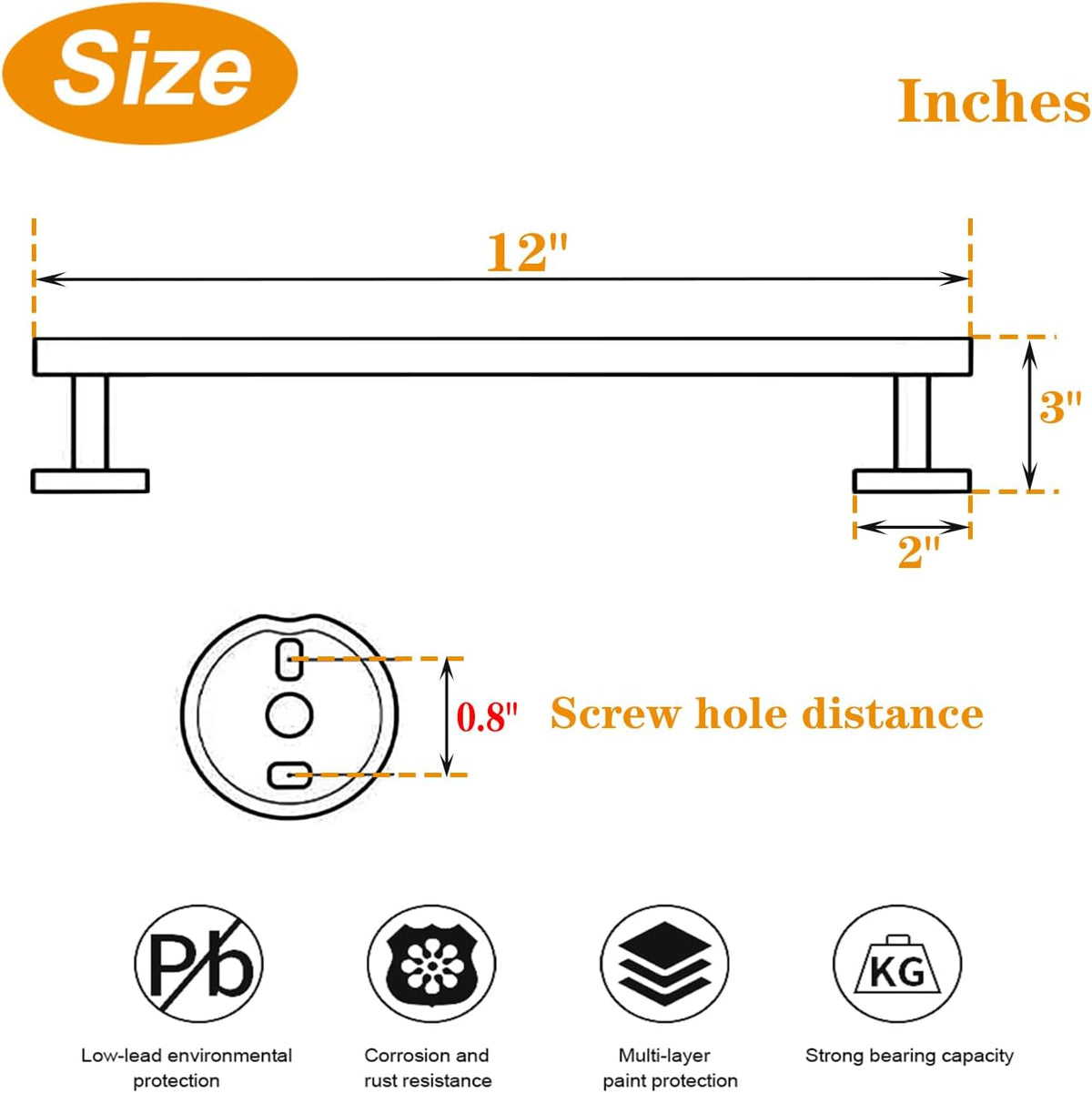 Bath Towel Bar - Thicken SUS304 Stainless Steel Bathroom Towel Holder, Towel Rod for Bathroom Heavy Duty Wall Mounted Towel Rack Hanger (16IN, Brushed Nickel)