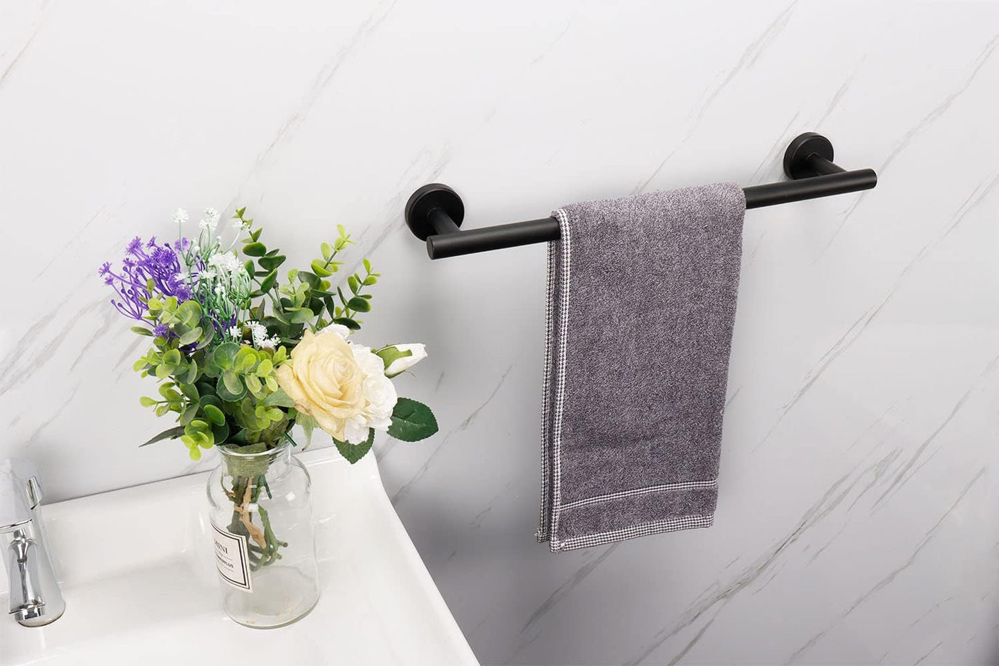 Bath Towel Bar - Thicken SUS304 Stainless Steel Bathroom Towel Holder, Towel Rod for Bathroom Heavy Duty Wall Mounted Towel Rack Hanger (16IN, Brushed Nickel)