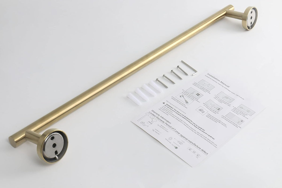 Bath Towel Bar - Thicken SUS304 Stainless Steel Bathroom Towel Holder, Towel Rod for Bathroom Heavy Duty Wall Mounted Towel Rack Hanger (16IN, Brushed Nickel)