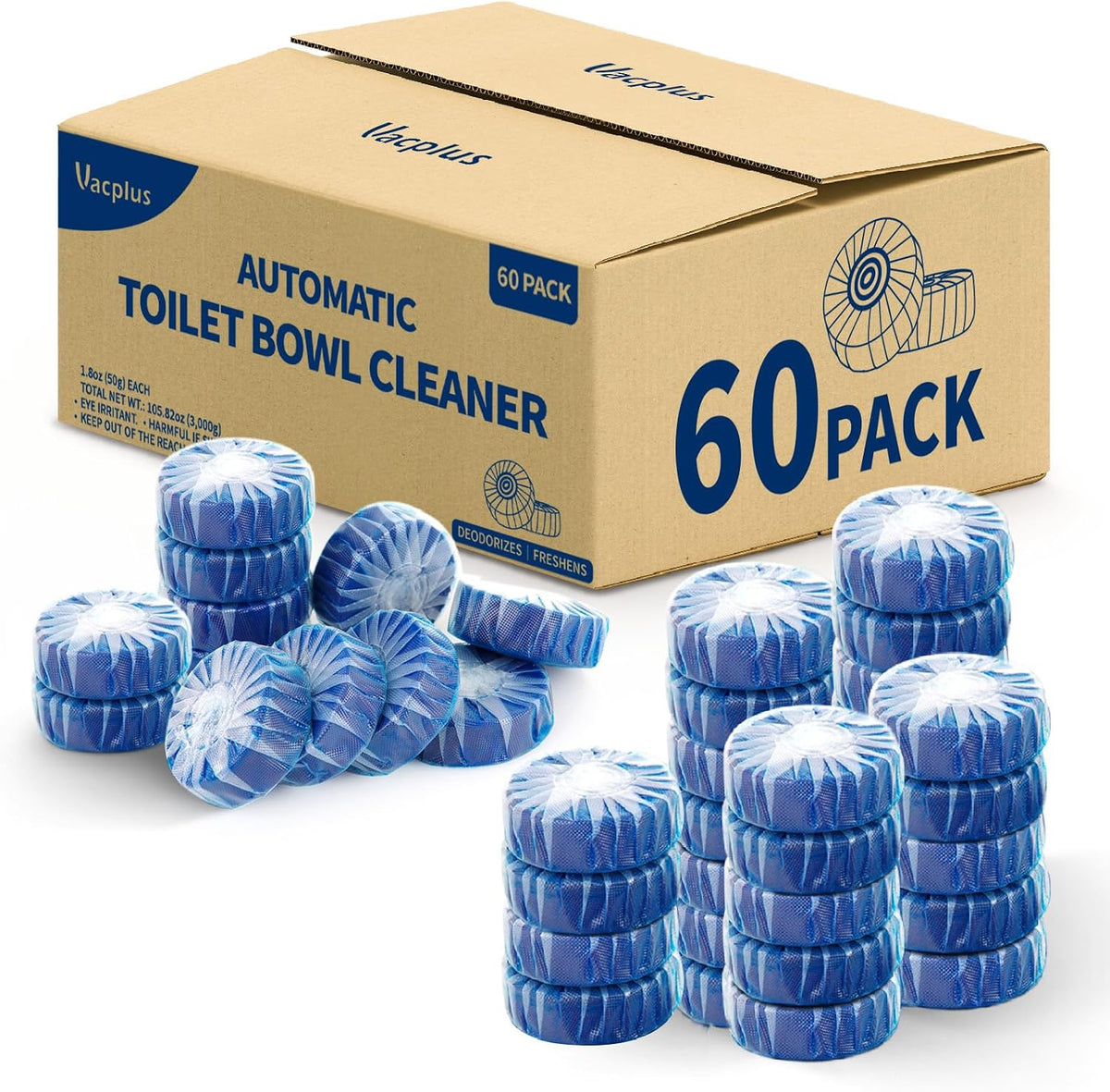 Toilet Bowl Cleaner Tablets, 30 Pack, Auto Cleaning, Long-Lasting