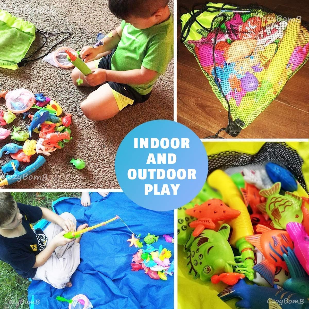 ™ Magnetic Fishing Toys Game Set for Kids | Water Table Bathtub Kiddie Pool Party Pole Rod Net, Outdoor Plastic Floating Fish, Toddler Bath Color Ocean Sea Animals Birthday Gift Age 3-5 6 4-8