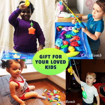 ™ Magnetic Fishing Toys Game Set for Kids | Water Table Bathtub Kiddie Pool Party Pole Rod Net, Outdoor Plastic Floating Fish, Toddler Bath Color Ocean Sea Animals Birthday Gift Age 3-5 6 4-8