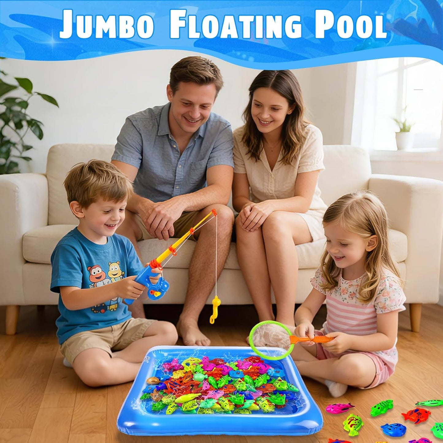 ™ Magnetic Fishing Toys Game Set for Kids | Water Table Bathtub Kiddie Pool Party Pole Rod Net, Outdoor Plastic Floating Fish, Toddler Bath Color Ocean Sea Animals Birthday Gift Age 3-5 6 4-8