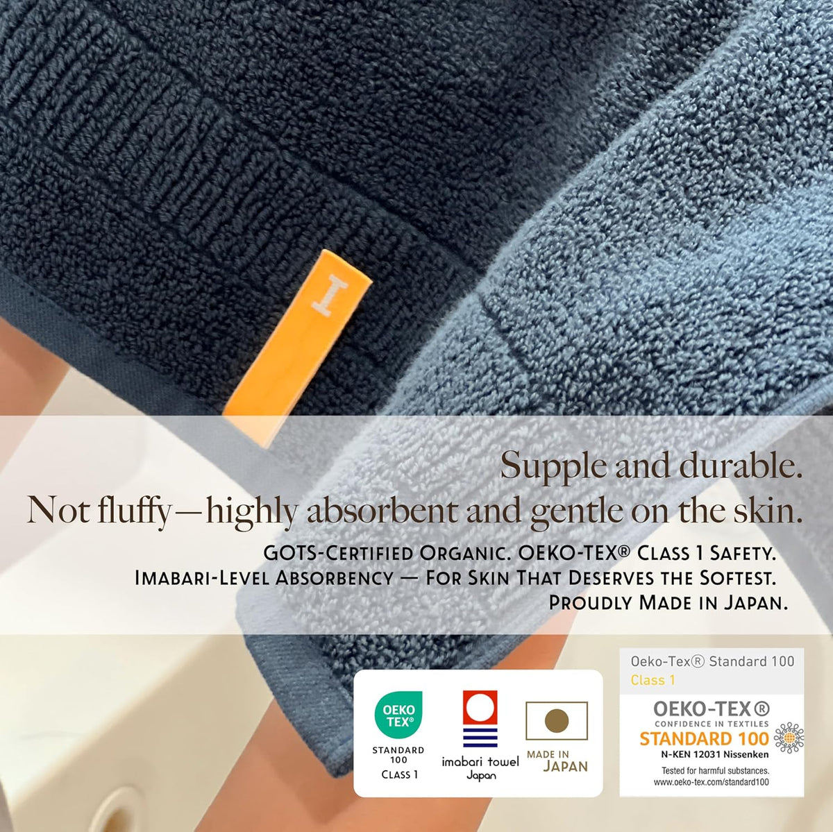 Highly Absorbent & Quick-Dry Organic Cotton Bath Towels, Soft & Lightweight, Made in Japan, Oeko-Tex Class 1 Certified, 28 x 53 inch, White, Pack of 2 – Proof of Purity